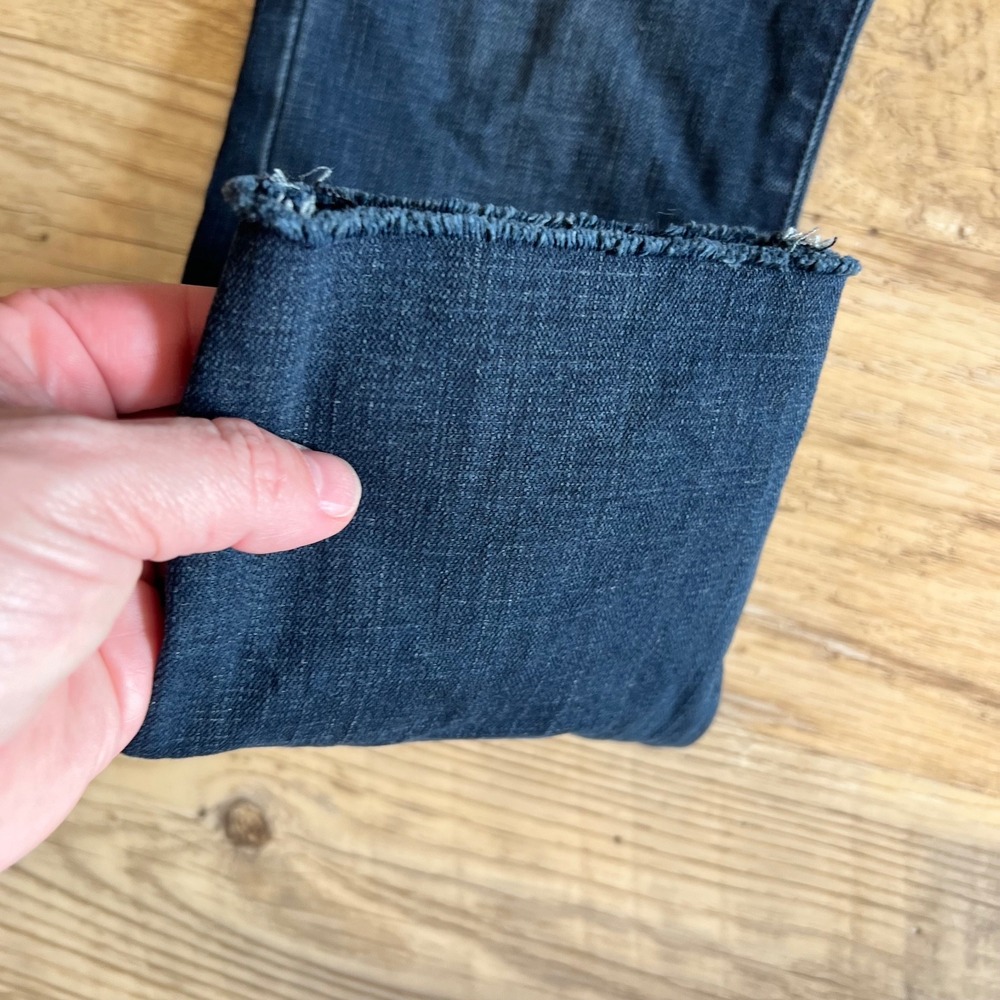 Good American Good Waist Crop JeansRaw Edge‎ Hem Skinny Dark Blue Sz 27 - Picture 3 of 10